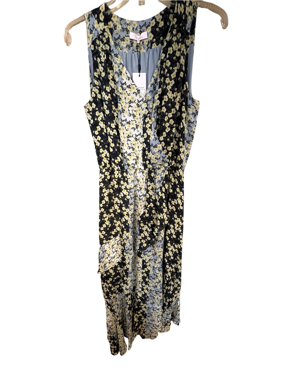 Parker Pippin Asymmetrical Floral Silk Blend Midi Dress NWT XS